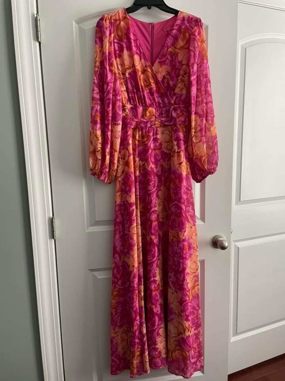 Flying Tomato Pink & Orange Floral Wrap-Style Maxi Dress